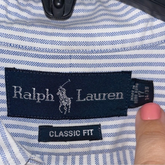 Vintage Ralph Lauren Blue/white Stripe Button Down - Picture 6 of 6